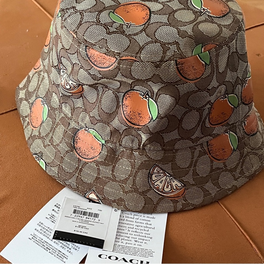Coach Hat with Orange Print